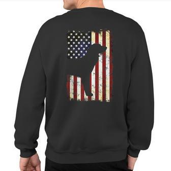 German Longhaired Pointer Silhouette American Flag Sweatshirt Back Print | Mazezy