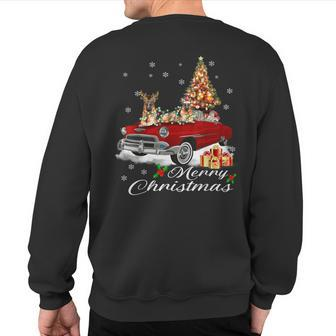 German Shepherd Christmas On Red Truck Xmas Dog Lover Sweatshirt Back Print | Mazezy