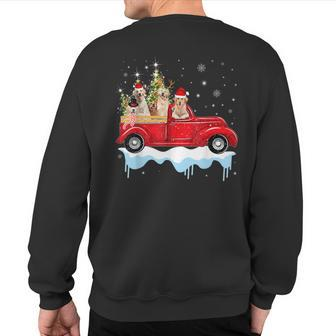 Golden Retriever Riding Christmas Tree Truck Snow Dog Sweatshirt Back Print | Mazezy