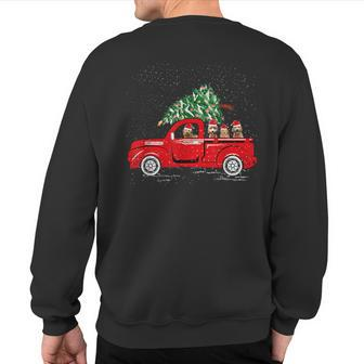 Goldendoodle Riding Red Truck Santa Christmas Pajamas Sweatshirt Back Print | Mazezy