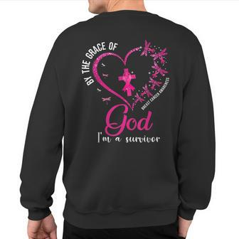 By The Grace God Im A Survivor Breast Cancer Survivor Sweatshirt Back Print - Monsterry UK