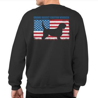 Grand Basset Griffon Vendeen American Flag Patriotic Sweatshirt Back Print | Mazezy