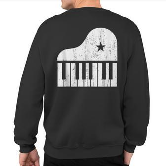 Grand Spinet Piano Player Simple Grunge Pianist Sweatshirt Back Print | Mazezy