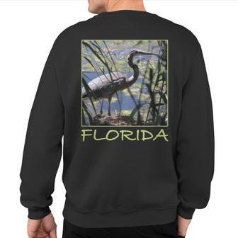 Great Blue Heron Florida’S Waterbird Aesthetic Graphic Sweatshirt Back Print | Mazezy