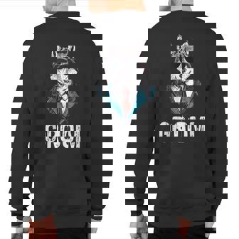 Grooms Wolf Bachelor Wedding Groomsmen Team Party Sweatshirt Back Print | Mazezy