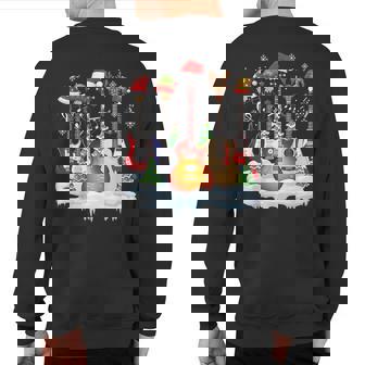 Guitar Santa Hat Elf Christmas Tree Musician Sweater Ugly Sweatshirt Back Print - Thegiftio