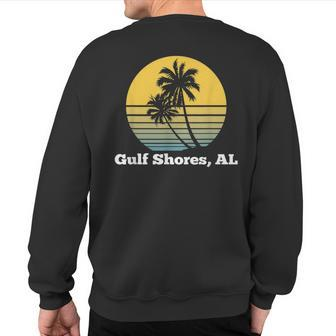 Gulf Shores Alabama Retro Vintage Palm Tree Beach Sweatshirt Back Print | Mazezy DE