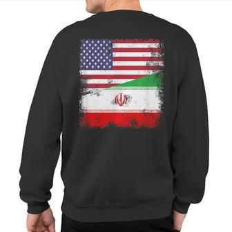 Half Iranian Flag Vintage Iran Usa Sweatshirt Back Print | Mazezy