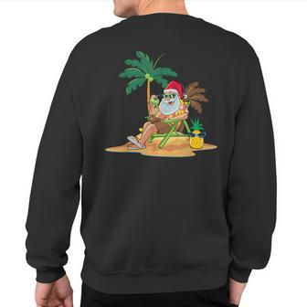 Hawaiian Christmas Santa Claus Party Aloha Holiday Beach Sweatshirt Back Print - Thegiftio UK