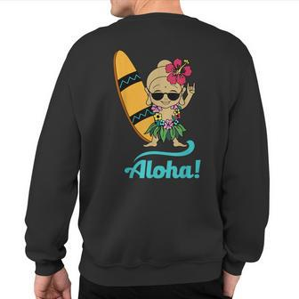 Hawaiian Surfing Buddha Aloha Hawaii Beach Yoga Sweatshirt Back Print | Mazezy