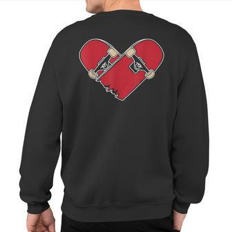 Heart Board Skateboard Love Sweatshirt Back Print | Mazezy