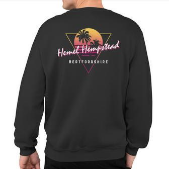 Hemel Hempstead Hertfordshire 80S Retro Graphic Sunset Sweatshirt Back Print | Mazezy