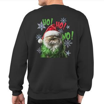 Ho Ho No Bad Cat Christmas Sweatshirt Back Print - Seseable
