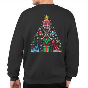 Ice Hockey Christmas Ornament Tree Boys Hockey Lovers Sweatshirt Back Print - Seseable