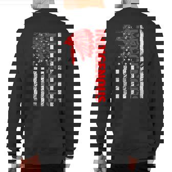 Indigenous Peoples' Day Distressed Headdress Usa Flag Sweatshirt Back Print | Mazezy