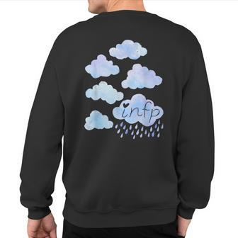 Infp Day Dreamer Blue Rain Clouds Watercolor Sweatshirt Back Print | Mazezy