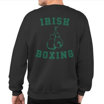 Irish Boxing Green Vintage Distressed Style Sweatshirt Back Print | Mazezy