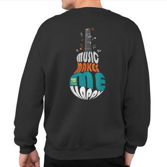 Jazz Apparel Music Makes Me Happy Guitar Sweatshirt Back Print | Mazezy