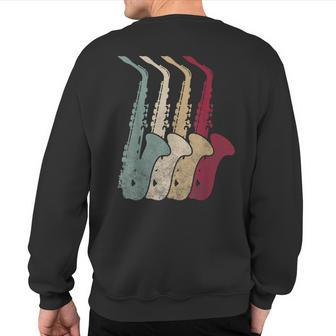 Jazz Musician Saxophone Vintage Colorful Sweatshirt Back Print | Mazezy CA
