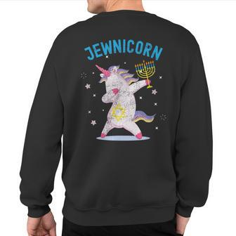 Jewnicorn Unicorn Happy Hanukkah Sweatshirt Back Print - Thegiftio UK