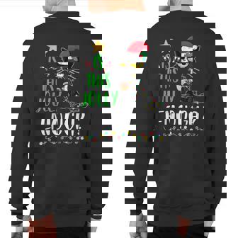 Is This Jolly Enough Black Cat Merry Christmas Tree Lights Sweatshirt Back Print - Thegiftio