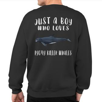 Im Just A Boy Who Loves Pygmy Killer Whale Lover Sweatshirt Back Print | Mazezy