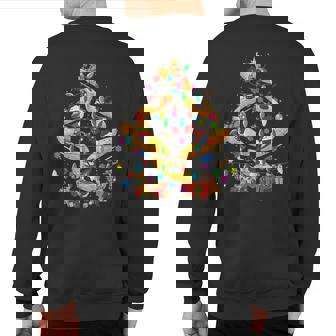 Kayak Boat Christmas Tree Light Santa Kayak Boat Sweatshirt Back Print | Mazezy