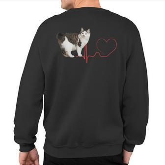 Kurilian Bobtail Cat Heartbeat Ekg For Cat Lovers Sweatshirt Back Print | Mazezy