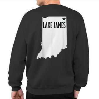 Lake James Angola Indiana Steuben County Sweatshirt Back Print | Mazezy