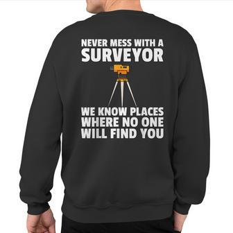 Land Recorder Technician For Cartogropher Surveyor Sweatshirt Back Print | Mazezy