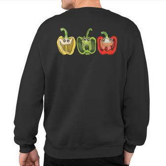 Laughing Bell Peppers Gardener Humor Gardening Sweatshirt Back Print | Mazezy