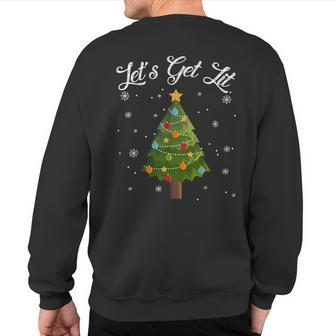 Let's Get Lit Christmas Tree Drinking Sweatshirt Back Print - Seseable