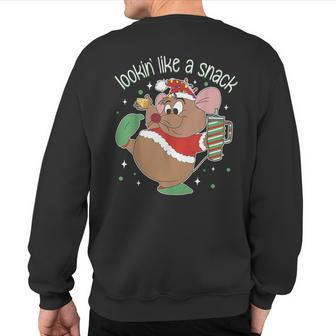 Looking Like A Snack Christmas Mouse Boujee Santa Xmas Sweatshirt Back Print - Seseable