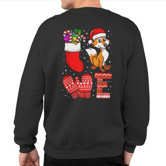 Love Christmas Word Red Fox Santa Hat Xmas Season Sock Sweatshirt Back Print | Mazezy