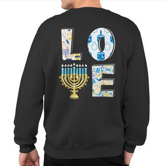 Love Cute Hanukkah Chanukah Menorah Pajama Matching Family Sweatshirt Back Print - Seseable