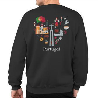 I Love Portugal Lisbon Map Iconic Traditional Souvenir Sweatshirt Back Print | Mazezy