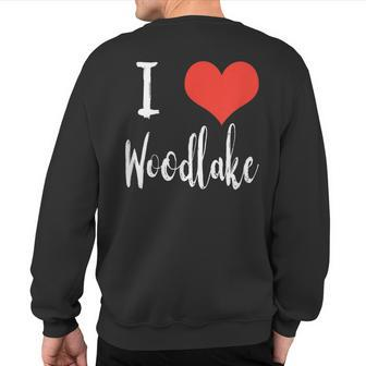 I Love Woodlake T Sweatshirt Back Print | Mazezy