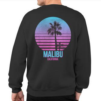 Malibu California Vintage Retro Palm Tree Beach Sweatshirt Back Print | Mazezy