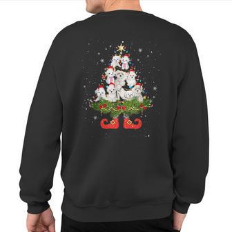 Maltese Christmas Tree Lights Cute Santa Hat Dog Lover Sweatshirt Back Print - Thegiftio UK