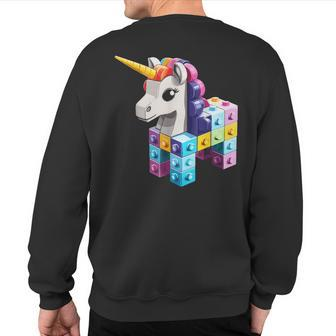 Master Builder Bricks Blocks Play Toys Unicorn Sweatshirt Back Print - Seseable