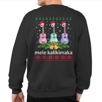 Mele Kalikimaka Ukulele Guitar Hawaii Christmas Sweatshirt Back Print - Monsterry CA