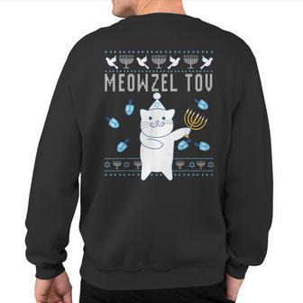 Meowzel Tov Jewish Christmas Cat Ugly Hanukkah Sweatshirt Back Print - Monsterry DE
