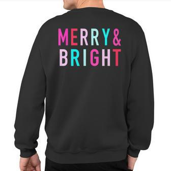 Merry And Bright Christmas Family Matching Christmas Sweatshirt Back Print - Seseable