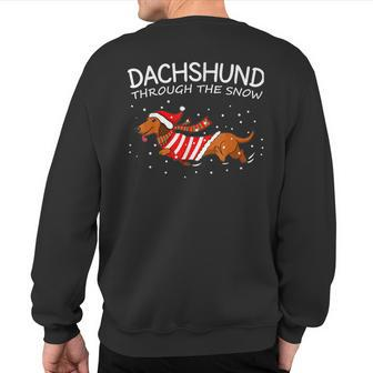 Merry Christmas Dachshund Dog Through The Snow Sweatshirt Back Print - Thegiftio UK