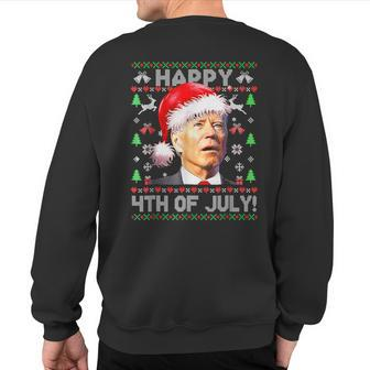 Merry Christmas Joe Biden Happy 4Th Of July Ugly Xmas Sweatshirt Back Print | Mazezy DE
