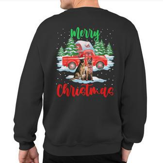 Merry Christmas Santa German Shepherd And Truck Dog Sweatshirt Back Print | Mazezy