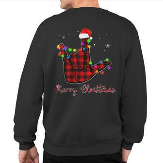 Merry Christmas Sign Language Asl Santa Hat Sweatshirt Back Print | Mazezy