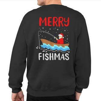 Merry Fishmas Christmas Santa Claus Fishing Fisherman Sweatshirt Back Print - Thegiftio UK