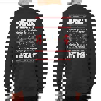 Merry Liftmas Christmas Gym Workout Fitness Sweatshirt Back Print - Thegiftio