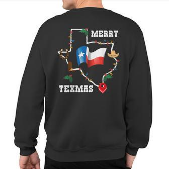 Merry Texmas Texas Flag Christmas Xmas Family Holidays Sweatshirt Back Print - Thegiftio UK